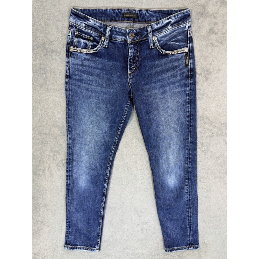 Silver Jeans Womens 26 Blue Denim Medium Wash Mid‎ Rise Boyfriend Stretch